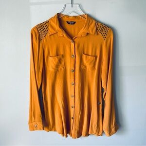 Vintage mustard studded button down